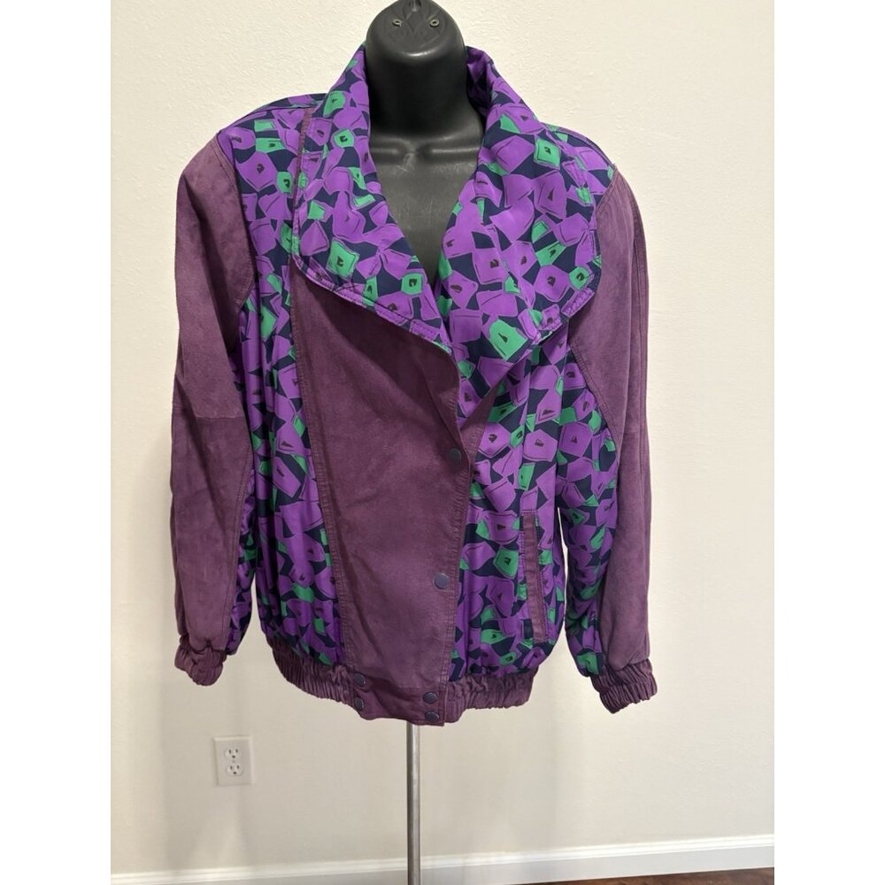 Vintage 1980s Switzers Snap Front Jacket Women 1 X Suede Panels Shoulder